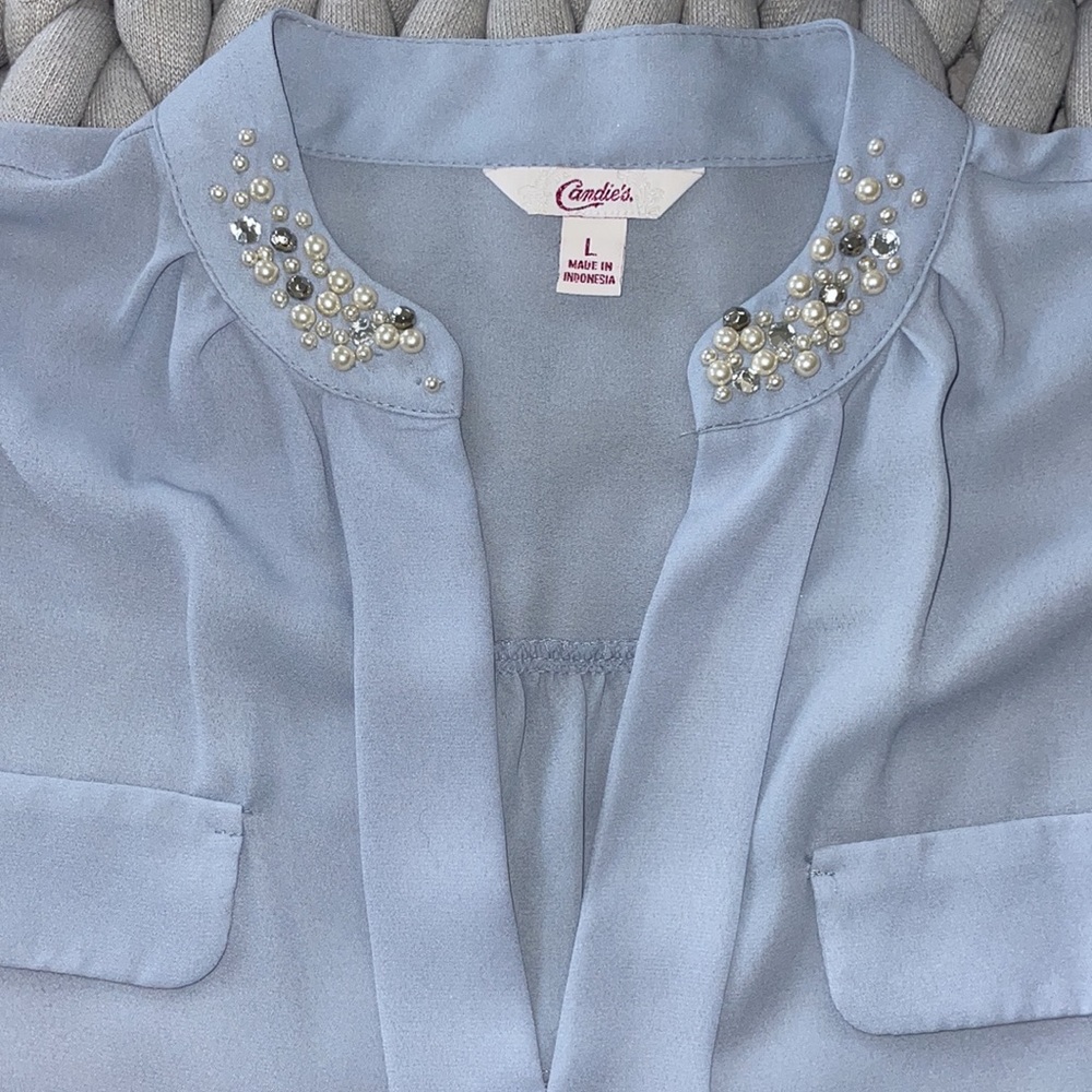 ✨Periwinkle Pearl Yoke Blouse